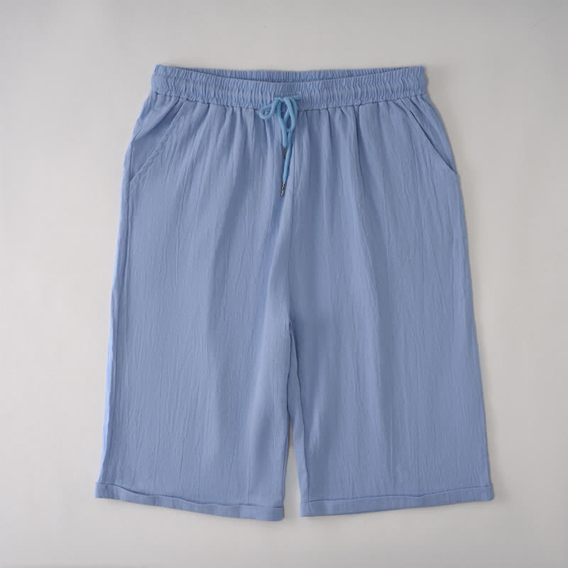 Buddha Stones Summer Casual Drawstring Solid Bermuda Shorts Women's Straight Leg Pants With Pockets - LightSkyBlue - US14，UK/AU18，EU46 (3XL) - image 11
