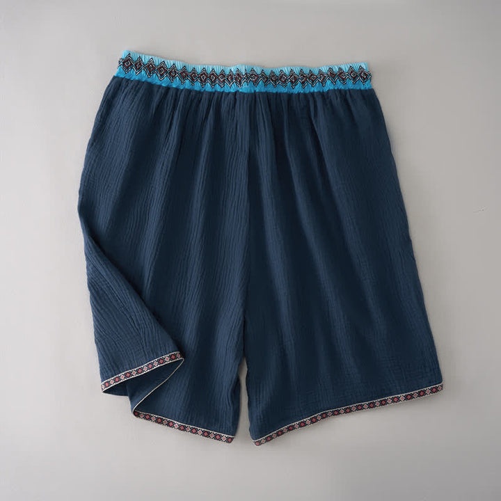 Buddha Stones Summer Boho Casual Drawstring Geometric Bermuda Shorts Men's Straight Leg Pants With Pockets - image 6