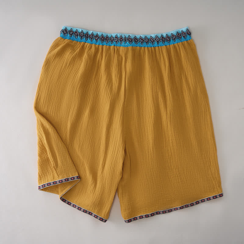 Buddha Stones Summer Boho Casual Drawstring Geometric Bermuda Shorts Men's Straight Leg Pants With Pockets - image 11