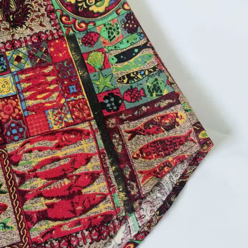 Buddha Stones Summer Boho Vintage Button-Up Geometric Men's Short Sleeve Shirts - image 11