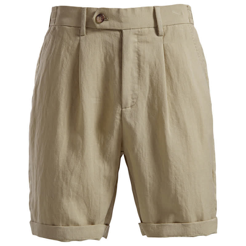 Buddha Stones Summer Casual Classic Zipper Button Solid Bermuda Shorts Men's With Pockets - Tan - US/UK/AU42，EU52 (2XL) - image 0