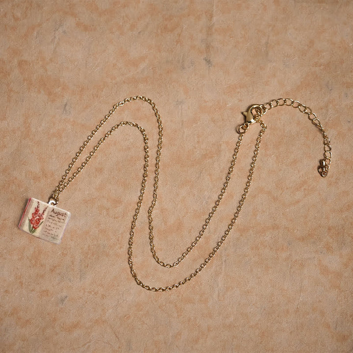 Buddha Stones Copper Birth Flower Strengthen Book Design Balance Pendant Necklace - image 32