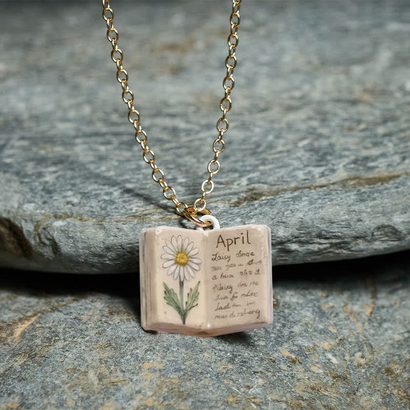 Buddha Stones Copper Birth Flower Strengthen Book Design Balance Pendant Necklace - image 19