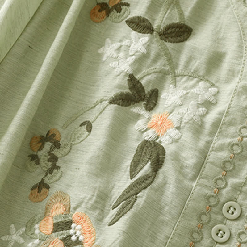 Buddha Stones Summer Boho Embroidery Floral Women's Short Sleeve Shirt - image 2
