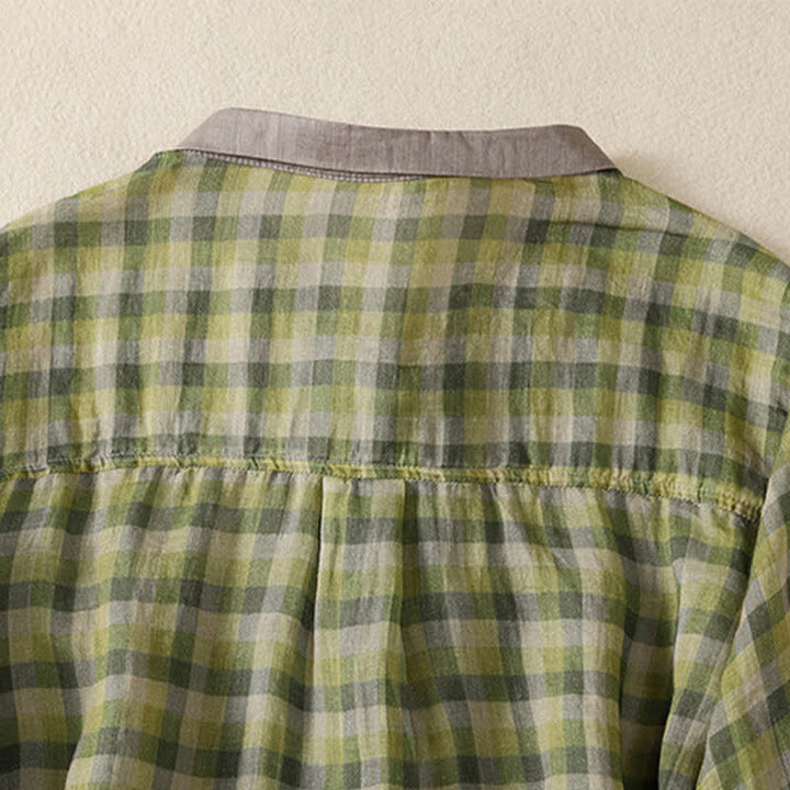 Buddha Stones Summer Vintage Button Up Plaid Women's Short Sleeve Shirts - image 3