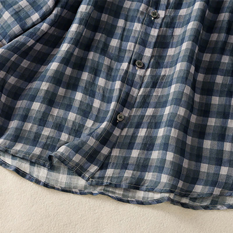 Buddha Stones Summer Vintage Button Up Plaid Women's Short Sleeve Shirts - image 14