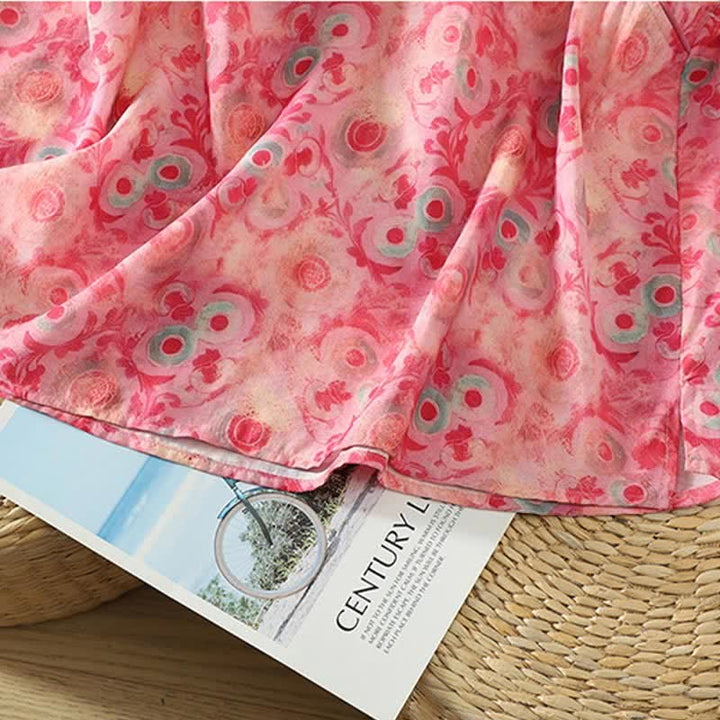 Buddha Stones Summer Elegant Mandarin Collar Side Slit Floral Print Women's Sleeveless Shirts - image 22