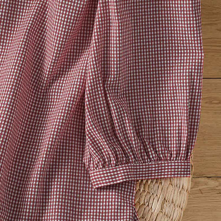 Buddha Stones Spring Button-Up Gingham Women's Long Sleeve Shirts - image 6