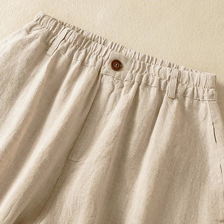 Buddha Stones Summer Casual Solid Cropped Elastic Waist Women's Harem Pants With Pockets - image 3