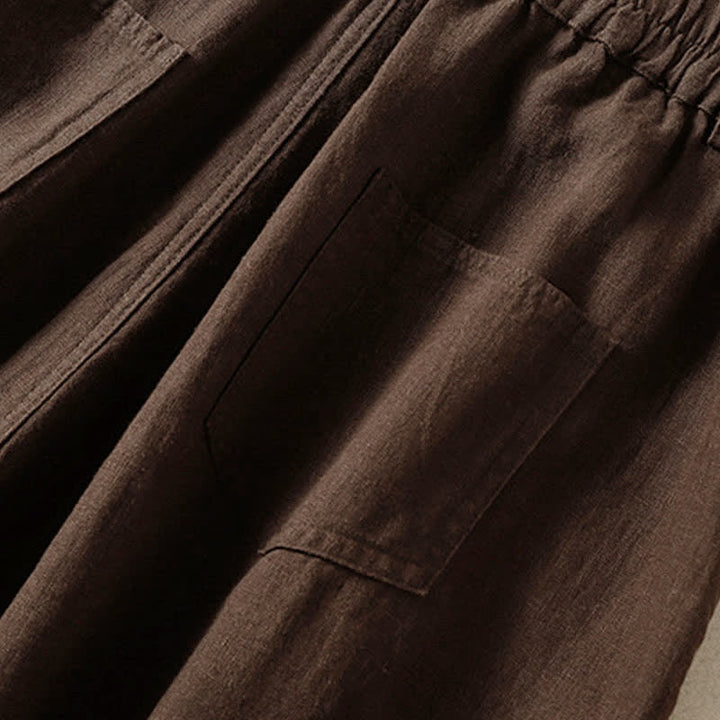 Buddha Stones Summer Casual Solid Cropped Elastic Waist Women's Harem Pants With Pockets - image 13