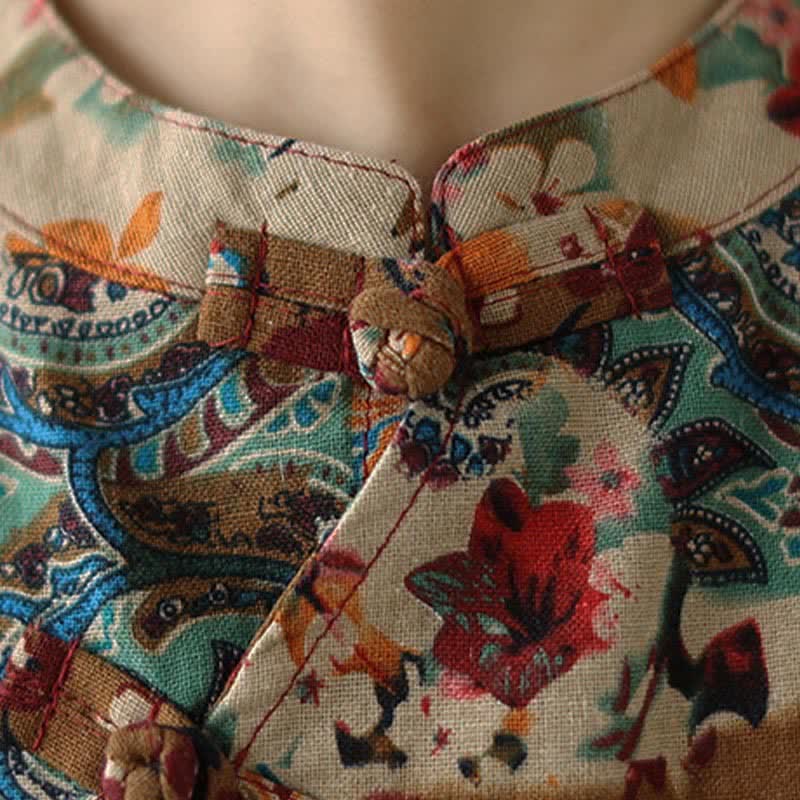Buddha Stones Summer Paisley Floral Women's Summer Sleeveless Dress With Pockets - image 7