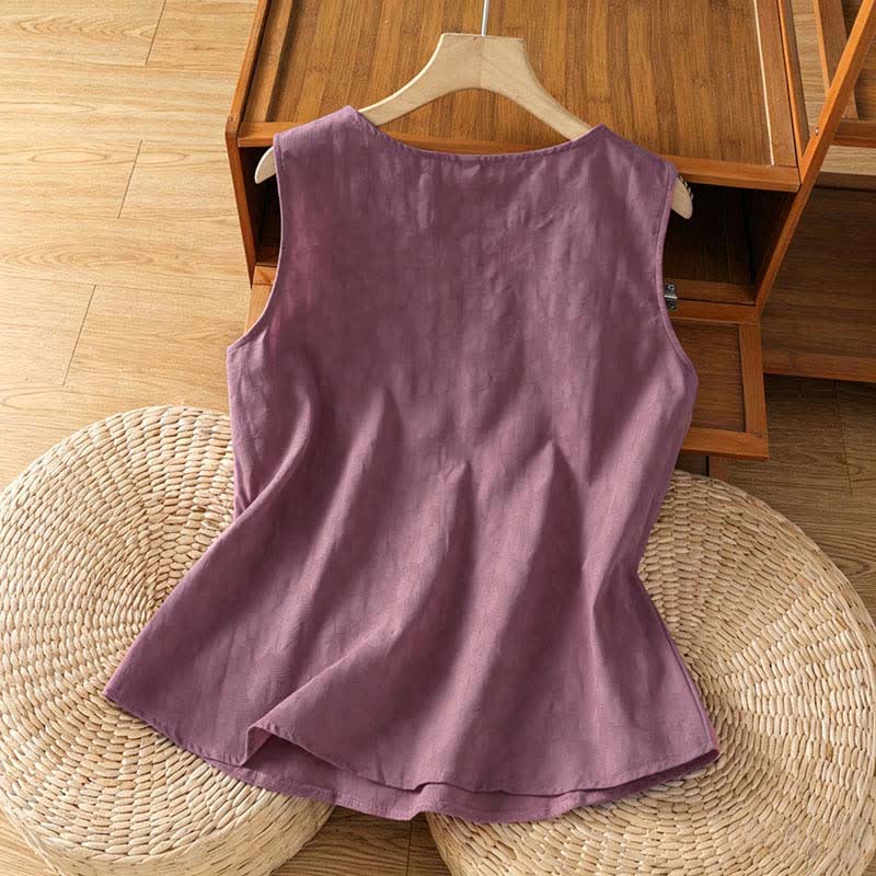 Buddha Stones Summer Casual Side Slit Flower Women's Sleeveless T-Shirts Tank Top - image 8