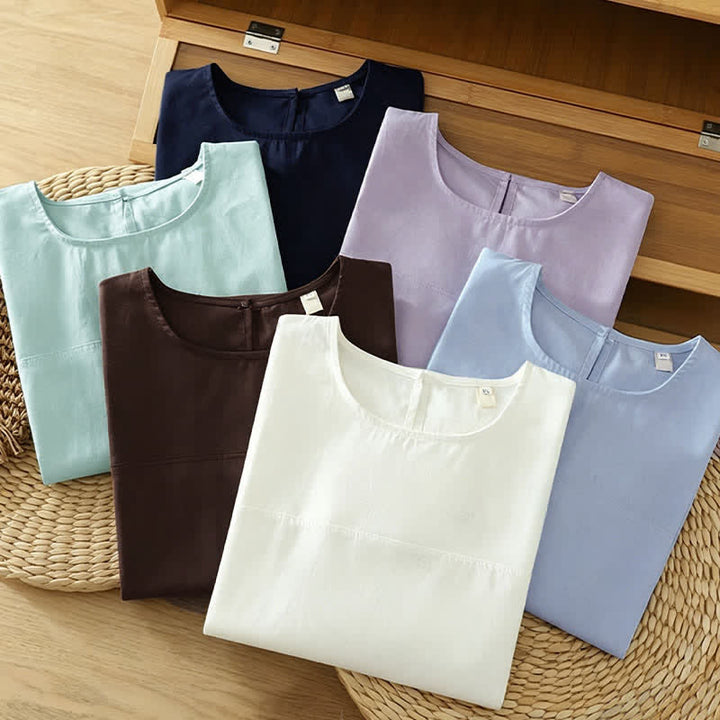 Buddha Stones Summer Casual Solid Crew Neck Women's Cap Sleeve T-Shirts Tank Top - image 21