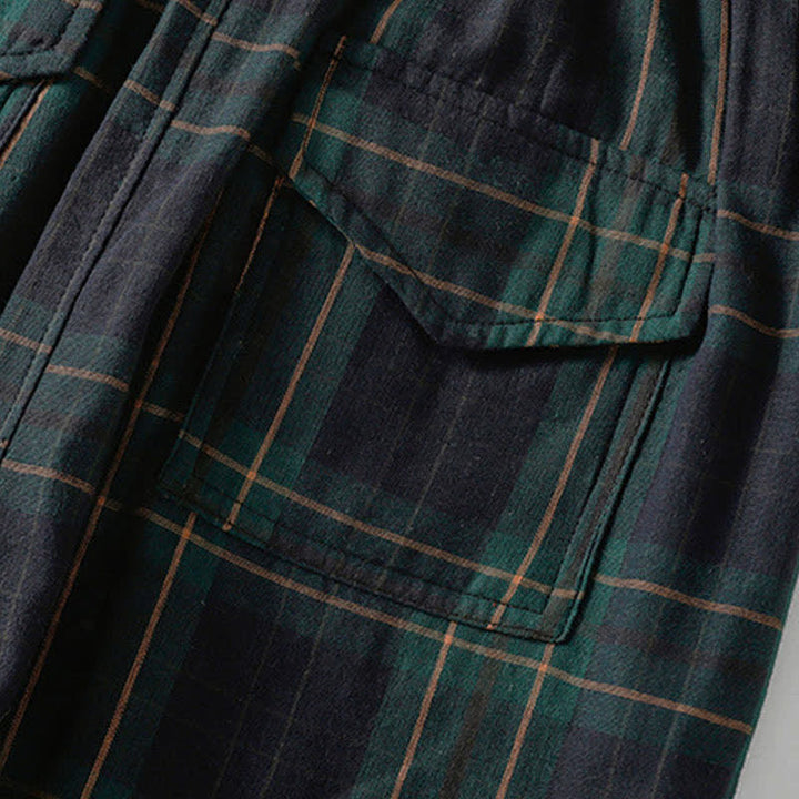 Buddha Stones Spring Casual Drawstring Plaid Pattern Elastic Waist Cropped Women's Harem Pants With Pockets - image 8