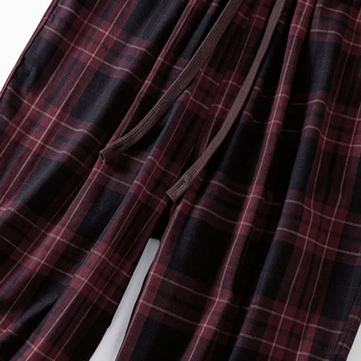 Buddha Stones Spring Casual Drawstring Plaid Pattern Elastic Waist Cropped Women's Harem Pants With Pockets - image 16