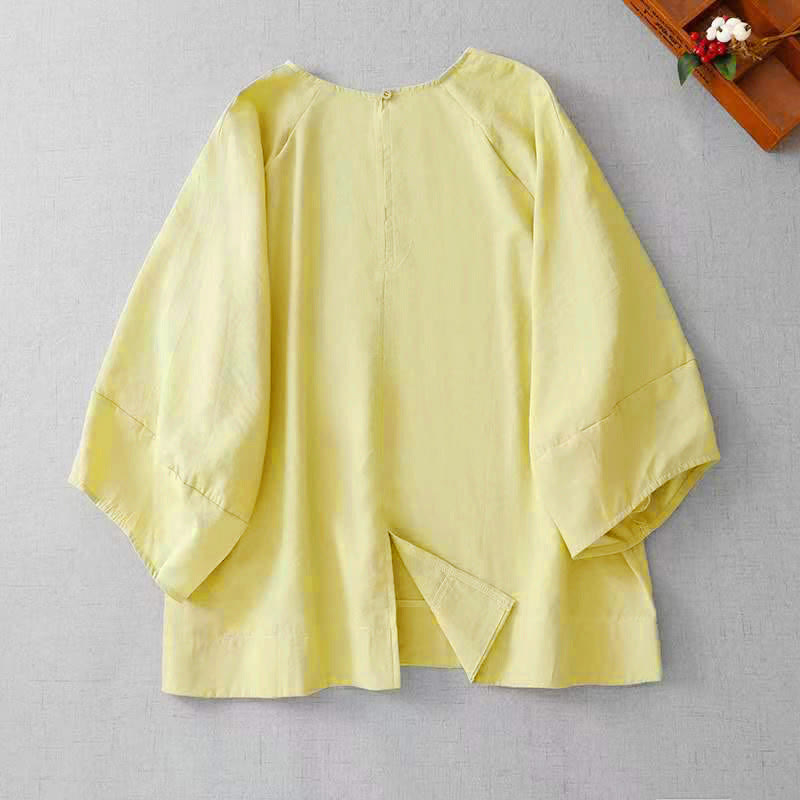 Buddha Stones Spring Summer Casual Minimalist Crew Neck Solid Women's Long Sleeve T-Shirt - image 10