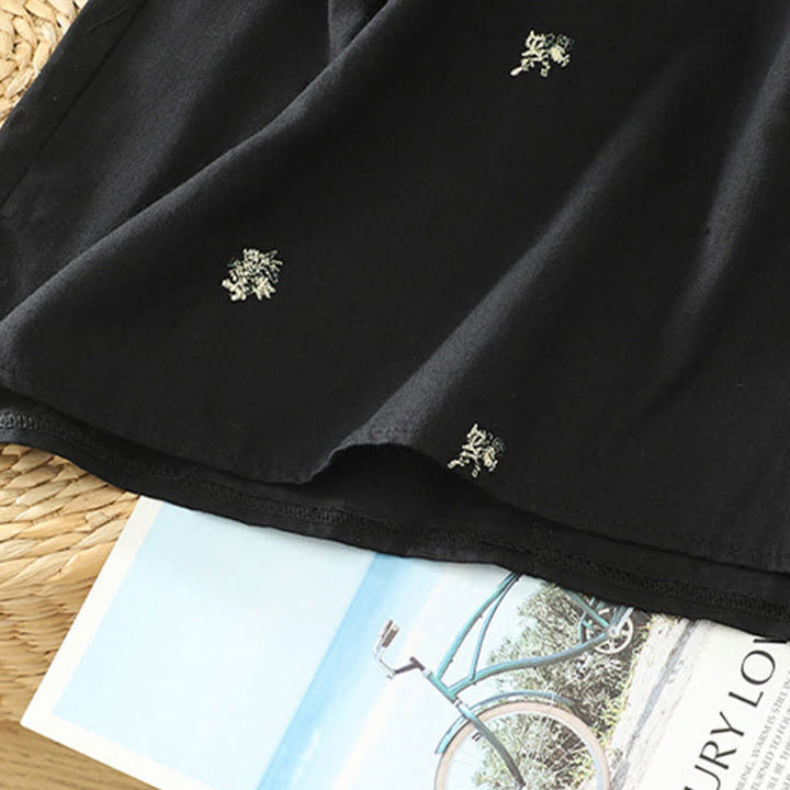 Buddha Stones Summer Vintage Tang Style Mandarin Collar Embroidery Small Floral Tank Top Women's Sleeveless Shirts - image 4