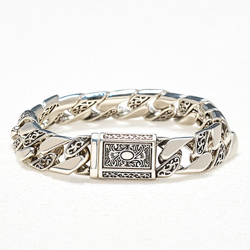Buddha Stones Chain Copper Tang Dynasty Flower Design Braided Luck Cuban Bracelet - image 3