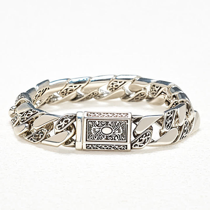 Buddha Stones Chain Copper Tang Dynasty Flower Design Braided Luck Cuban Bracelet - image 3