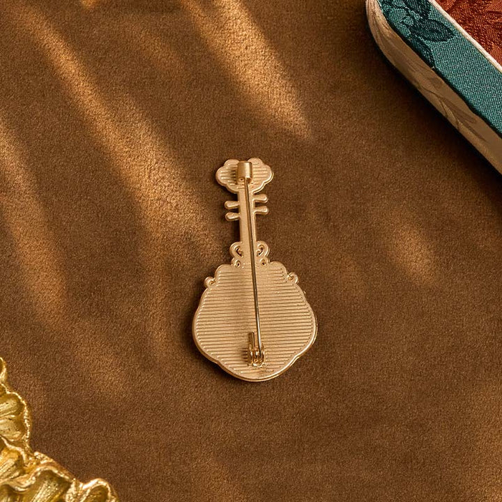 Buddha Stones Song Brocade Handmade Purple Pipa-shaped Energy Brooch - image 9