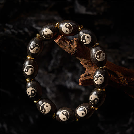 Buddha Stones Tibetan Dzi Bead Agate Yin Yang Symbol Protection Bracelet - image 3