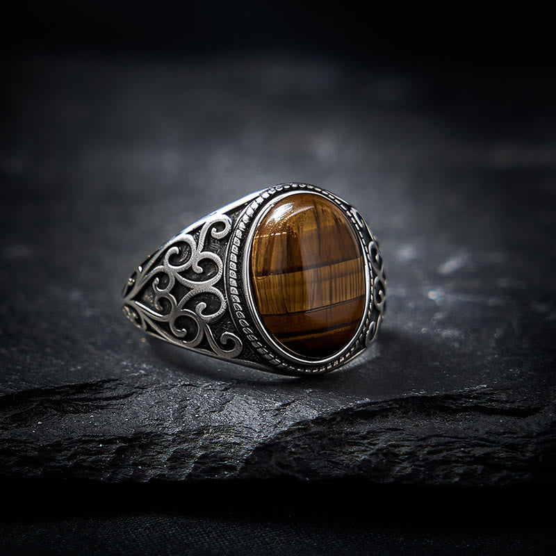 Buddha Stones Tiger Eye Copper Strength Adjustable Ring - image 2