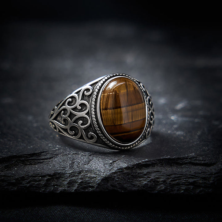 Buddha Stones Tiger Eye Copper Strength Adjustable Ring - image 2