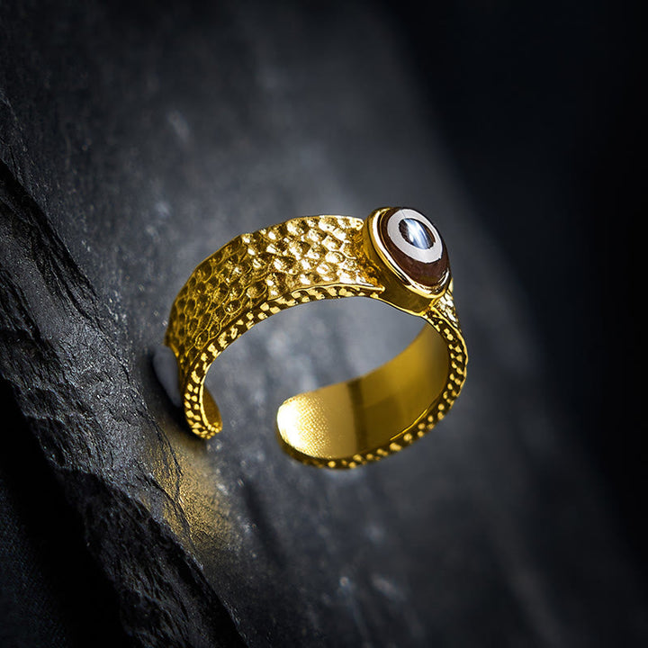 Buddha Stones Dzi Beads Copper Brass Wealth Ring - image 3