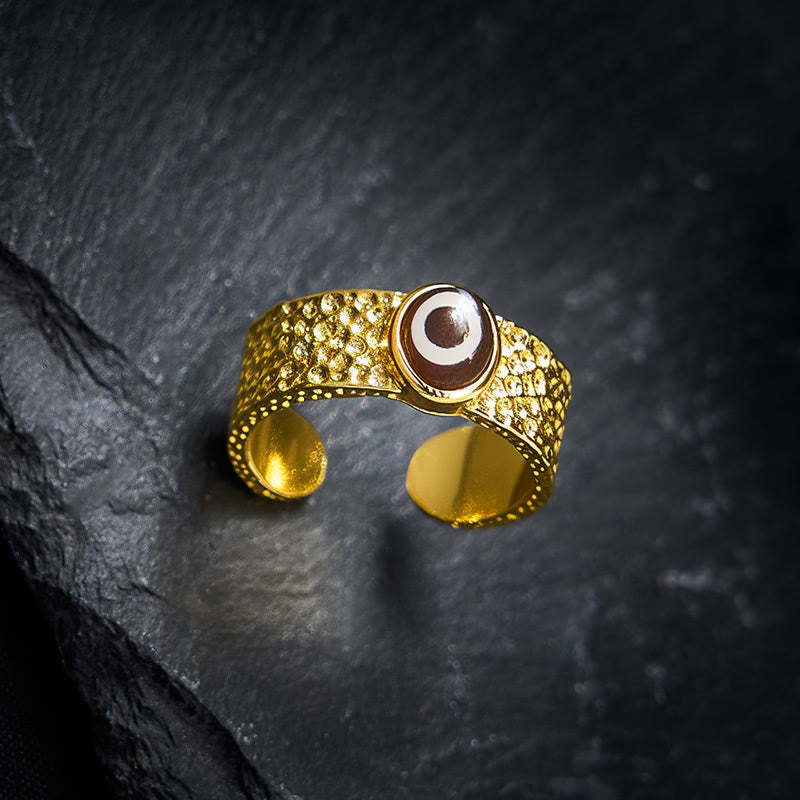 Buddha Stones Dzi Beads Copper Brass Wealth Adjustable Ring - image 2