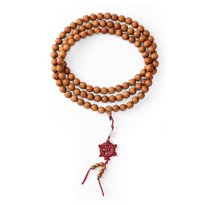 Buddha Stones Red Sandalwood Blessing Meditation Knotted Round Bead Mala - image 17