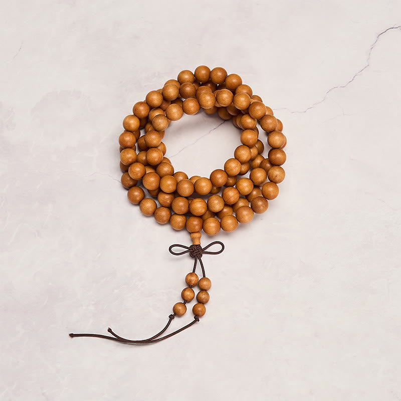 Buddha Stones Red Sandalwood Blessing Meditation Knotted Round Bead Mala - image 5