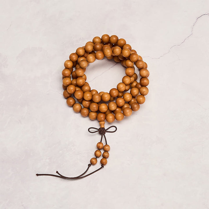 Buddha Stones Red Sandalwood Blessing Meditation Knotted Round Bead Mala - image 5