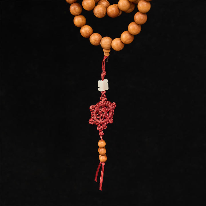 Buddha Stones Red Sandalwood Blessing Meditation Knotted Round Bead Mala - image 16
