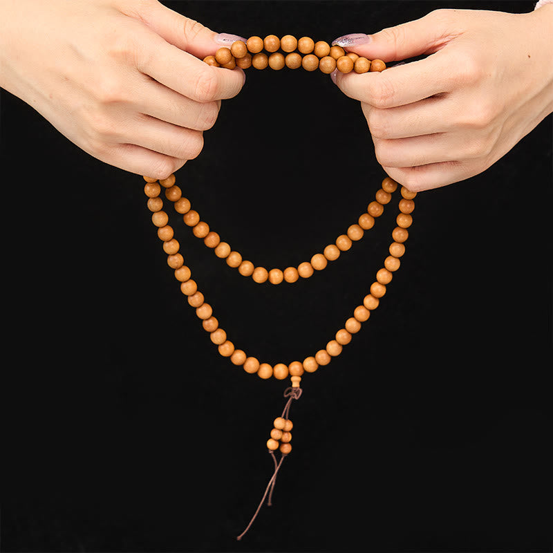 Buddha Stones Red Sandalwood Blessing Meditation Knotted Round Bead Mala - image 14