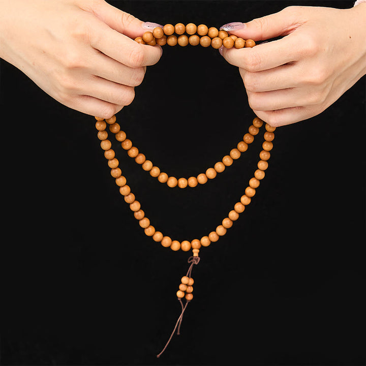 Buddha Stones Red Sandalwood Blessing Meditation Knotted Round Bead Mala - image 14