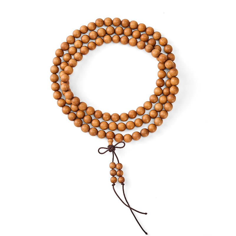 Buddha Stones Red Sandalwood Blessing Meditation Knotted Round Bead Mala - image 18