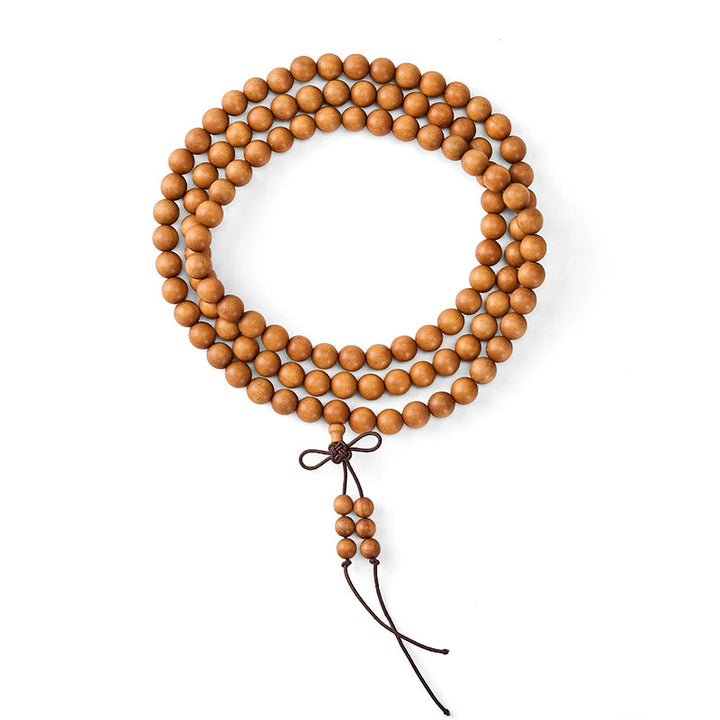 Buddha Stones Red Sandalwood Blessing Meditation Knotted Round Bead Mala - image 18