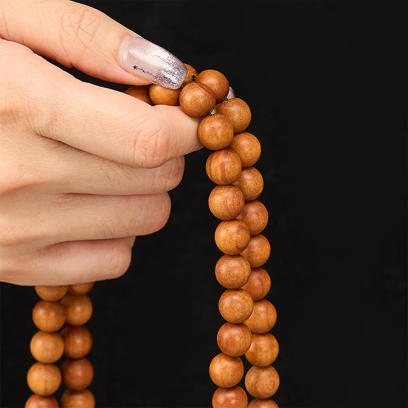 Buddha Stones Red Sandalwood Blessing Meditation Knotted Round Bead Mala - image 15