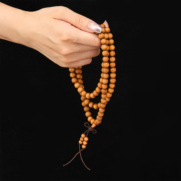 Buddha Stones Red Sandalwood Blessing Meditation Knotted Round Bead Mala - image 12