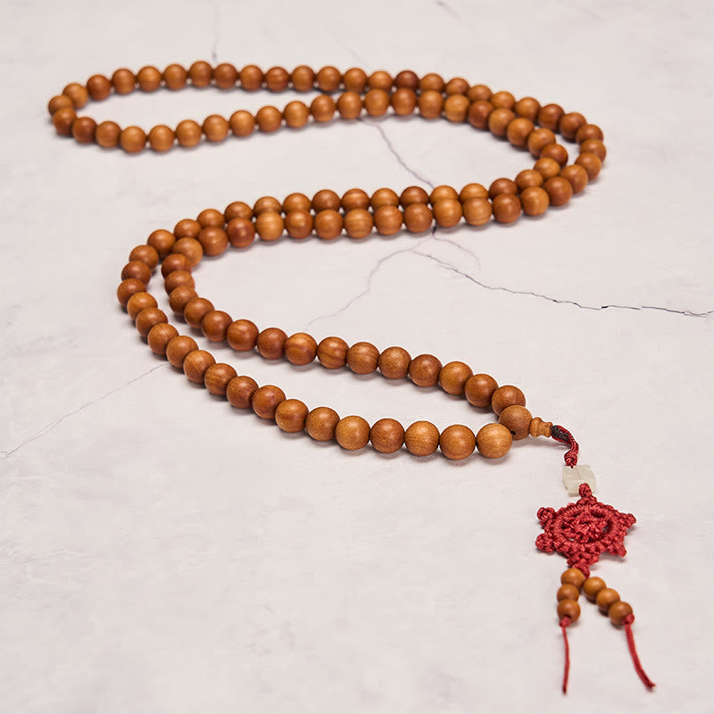 Buddha Stones Red Sandalwood Blessing Meditation Knotted Round Bead Mala - image 9