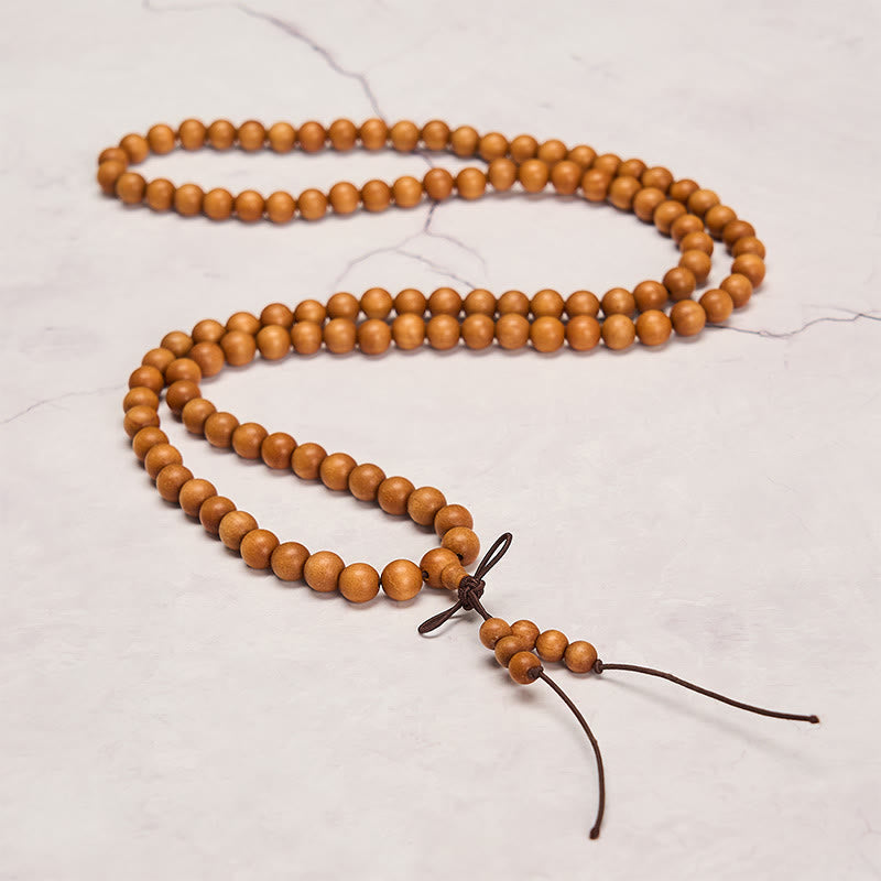 Buddha Stones Red Sandalwood Blessing Meditation Knotted Round Bead Mala - image 10