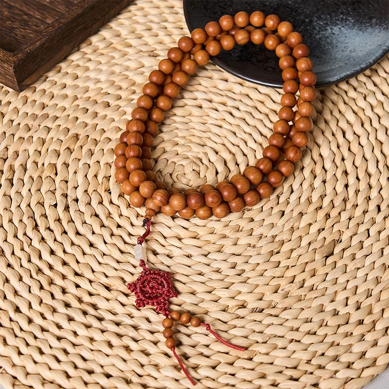 Buddha Stones Red Sandalwood Blessing Meditation Knotted Round Bead Mala - 10mm - Red Sandalwood( Grounding♥Meditation) - image 0