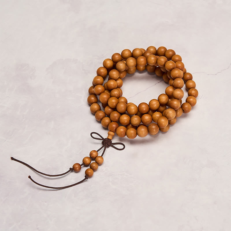 Buddha Stones Red Sandalwood Blessing Meditation Knotted Round Bead Mala - image 4