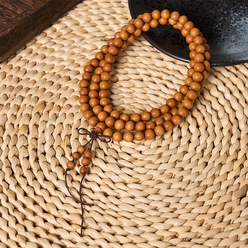 Buddha Stones Red Sandalwood Blessing Meditation Knotted Round Bead Mala - 8mm - Red Sandalwood( Grounding♥Meditation) - image 1