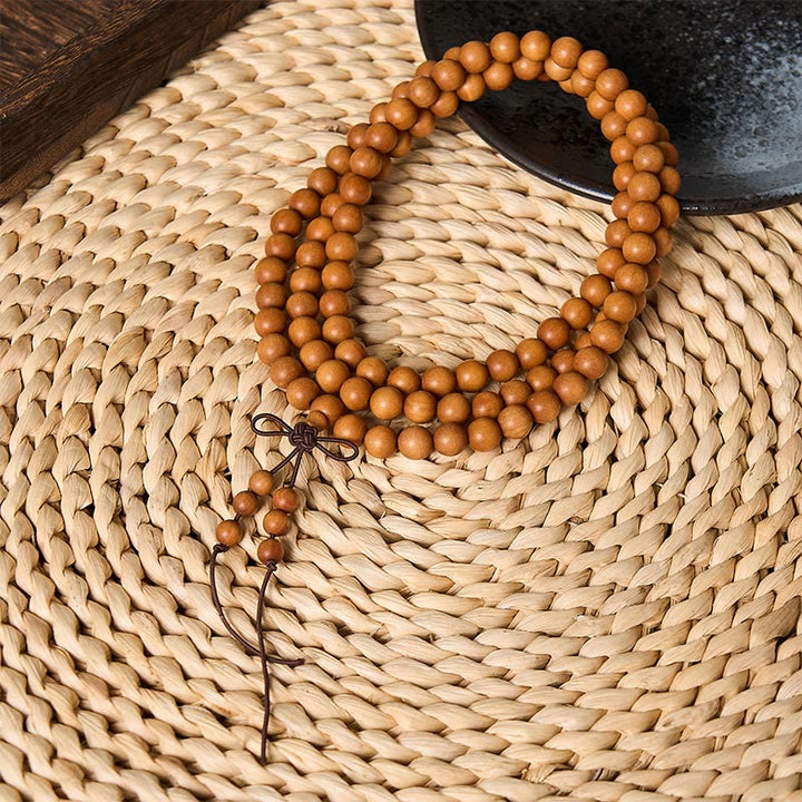Buddha Stones Red Sandalwood Blessing Meditation Knotted Round Bead Mala - 8mm - Red Sandalwood( Grounding♥Meditation) - image 1