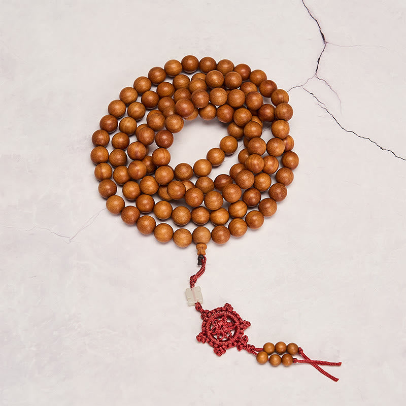 Buddha Stones Red Sandalwood Blessing Meditation Knotted Round Bead Mala - image 3