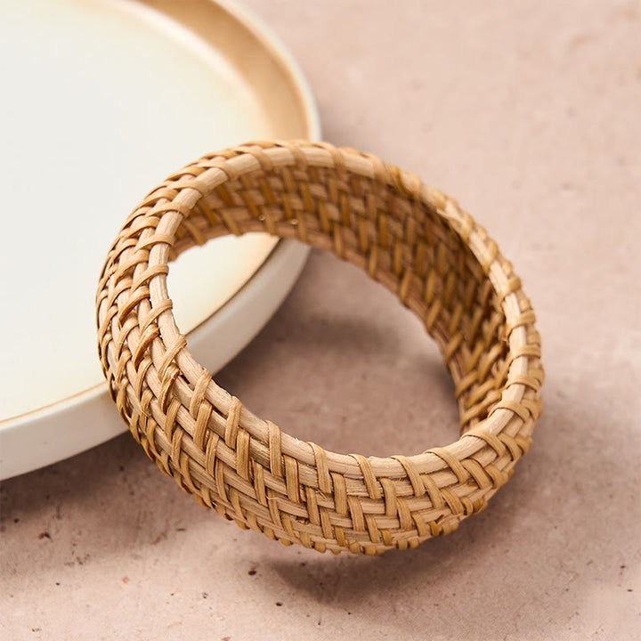 Buddha Stones Natural Rattan Protection Hand-Woven Boho Wide Bracelet Bangle - image 4