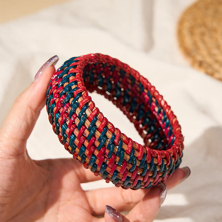 Buddha Stones Natural Rattan Protection Hand-Woven Boho Wide Bracelet Bangle - image 9