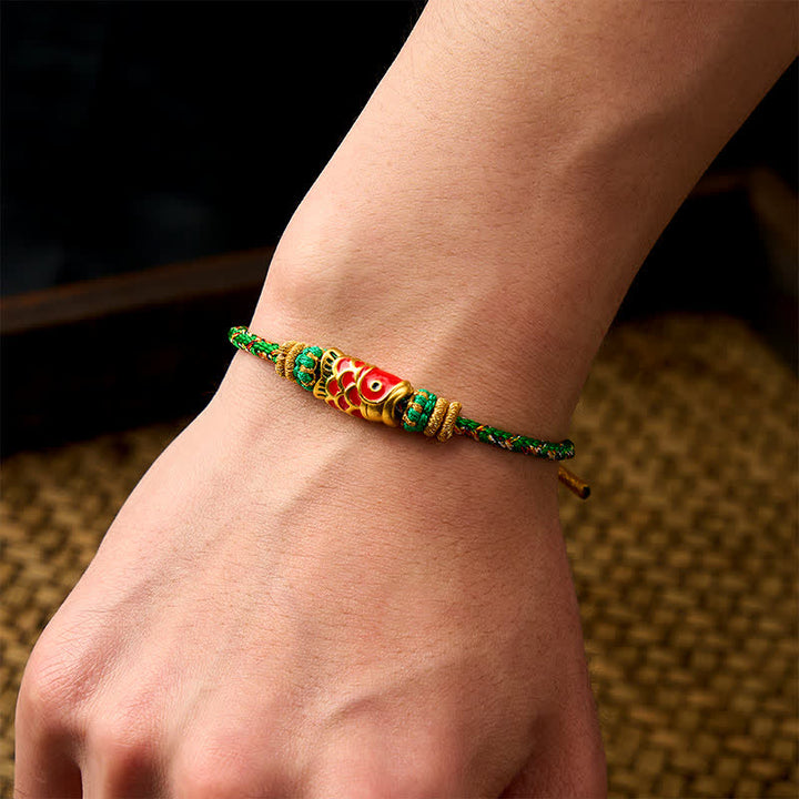 Buddha Stones Koi Fish Luck Hand-Woven String Bracelet - image 4