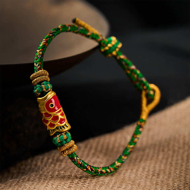 Buddha Stones Koi Fish Luck Hand-Woven String Bracelet - image 1